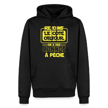 Rejoins le côté obscur - star-wars pêche pêcheur - Sweat à capuche Premium bio Homme - noir - Devant - Nico (187cm)