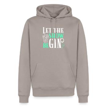 Gin - Männer Premium Bio Hoodie - Taupe - Vorne - Nico (187cm)