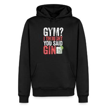Gym Gin Fitness - Männer Premium Bio Hoodie - Schwarz - Vorne - Nico (187cm)