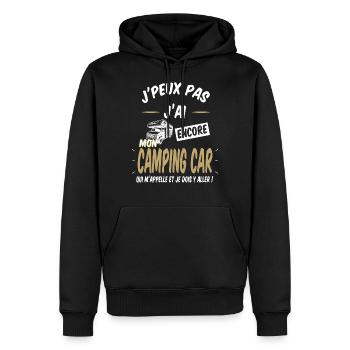 camping car - Sweat à capuche Premium bio Homme - noir - Devant - Nico (187cm)