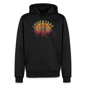Legendär seit 1970 - Geburtsjahr 1970 geboren - Männer Premium Bio Hoodie - Schwarz - Vorne - Nico (187cm)
