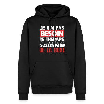 Boxeur boxe cadeau drôle combattant ring - Sweat à capuche Premium bio Homme - noir - Devant - Nico (187cm)