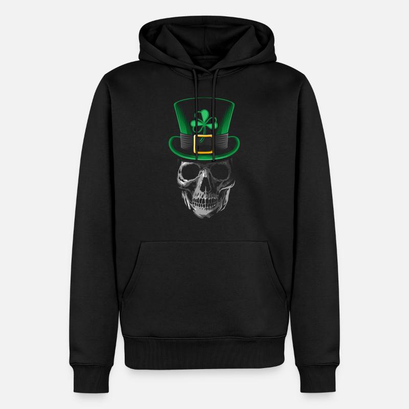 St. Patrick's Skull - Männer Premium Bio Hoodie - Schwarz