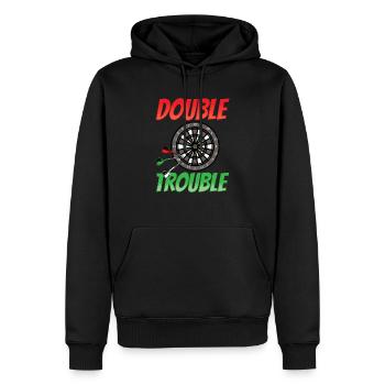 Lustiges Dart Geschenk double trouble Dartboard - Männer Premium Bio Hoodie - Schwarz - Vorne - Nico (187cm)