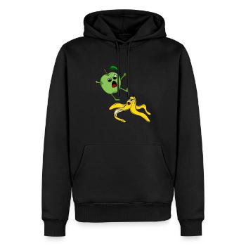 Apfel und Banane, obst essen vegan geschenk - Männer Premium Bio Hoodie - Schwarz - Vorne - Nico (187cm)
