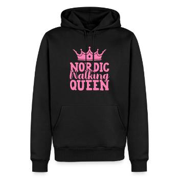 Reine de la marche nordique - Sweat à capuche Premium bio Homme - noir - Devant - Nico (187cm)