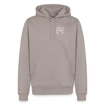 Rock - Männer Premium Bio Hoodie - Taupe - Vorne - Nico (187cm)