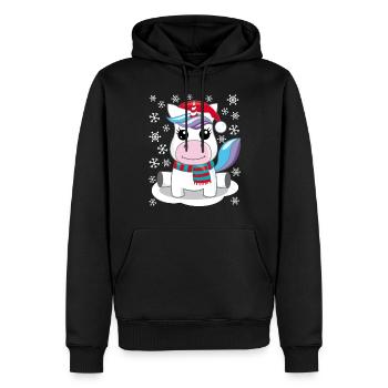 Unicorn julegave julegave - Herre Premium økologisk hoodie - sort - Foran - Nico (187cm)