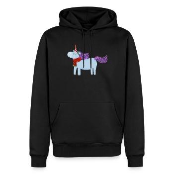 Weihnachtseinhorn mit Schal - Männer Premium Bio Hoodie - Schwarz - Vorne - Nico (187cm)