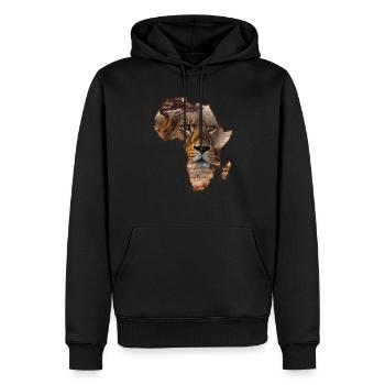 Löwe auf Silhouette von Afrika - Männer Premium Bio Hoodie - Schwarz - Vorne - Nico (187cm)