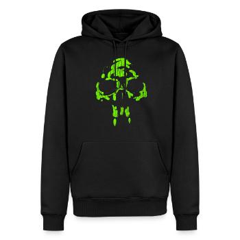 Neandertaler Neon Totenkopf - Minimal Horror - Männer Premium Bio Hoodie - Schwarz - Vorne - Nico (187cm)