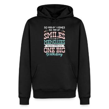 Anniversaire super - Sweat à capuche Premium bio Homme - noir - Devant - Nico (187cm)