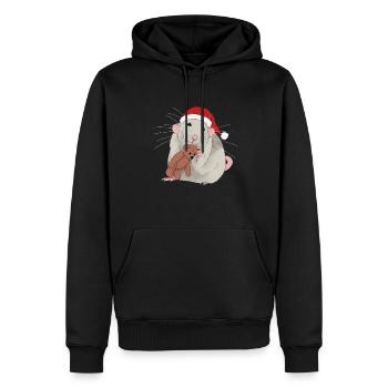 Rat de Noël - Sweat à capuche Premium bio Homme - noir - Devant - Nico (187cm)