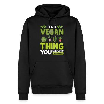 Vegan Veganer - Männer Premium Bio Hoodie - Schwarz - Vorne - Nico (187cm)