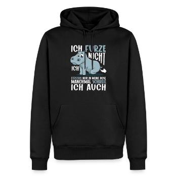 Pups Nilpferd | Ich Furze Nicht - flüstere in Hose - Männer Premium Bio Hoodie - Schwarz - Vorne - Nico (187cm)