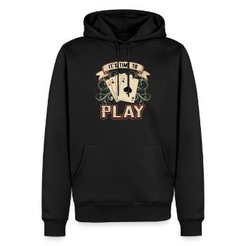 Kartenspiel Poker Herz Karte Pik Ass Geschenkidee - Männer Premium Bio Hoodie - Schwarz - Vorne - Nico (187cm)
