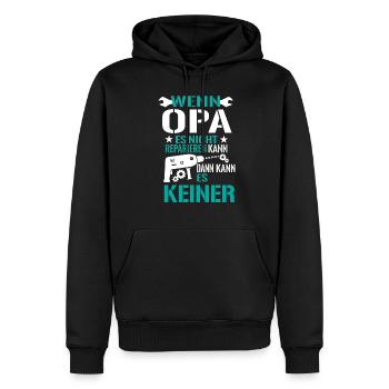 Opa Großvater Reparieren Basteln Bohrmaschine - Männer Premium Bio Hoodie - Schwarz - Vorne - Nico (187cm)