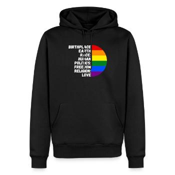 Geburtsort Religion Liebe Freiheit Leben Menschen - Männer Premium Bio Hoodie - Schwarz - Vorne - Nico (187cm)