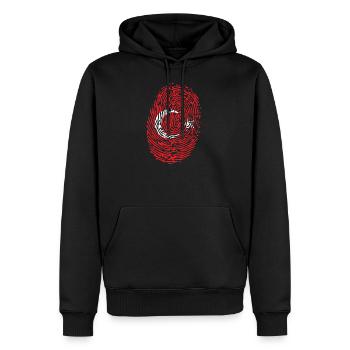 Idée cadeau TURQUIE drapeau empreinte ADN TURQUIE - Sweat à capuche Premium bio Homme - noir - Devant - Nico (187cm)