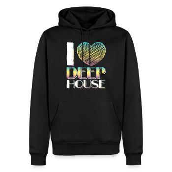 Liebe Deep House Musik - Männer Premium Bio Hoodie - Schwarz - Vorne - Nico (187cm)