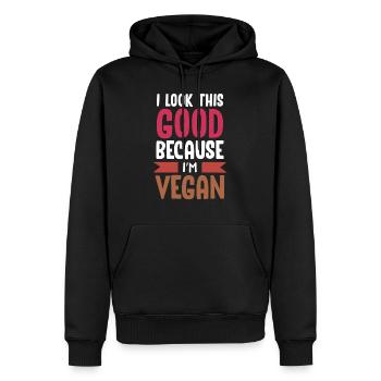 Vegans végétaliens - Sweat à capuche Premium bio Homme - noir - Devant - Nico (187cm)