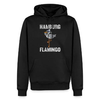 Hamburg Flamingo Möwe lustige Tiere Spruch Norden - Männer Premium Bio Hoodie - Schwarz - Vorne - Nico (187cm)
