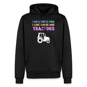 TRACTEURS / VIE À LA FERME / VIE À LA PAYS: Homme simple - Sweat à capuche Premium bio Homme - noir - Devant - Nico (187cm)