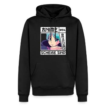 Anime weil Menschen Scheiße sind Otaku Waifu - Männer Premium Bio Hoodie - Schwarz - Vorne - Nico (187cm)