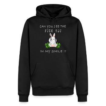 fuck you in my smile statement trend meme funny - Men’s Premium Organic Hoodie - black - Front - Nico (187cm)