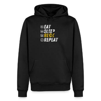 Eat Sleep Rock - Funny Grunge Music - Men’s Premium Organic Hoodie - black - Front - Nico (187cm)