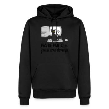 chat informaticien - Sweat à capuche Premium bio Homme - noir - Devant - Nico (187cm)
