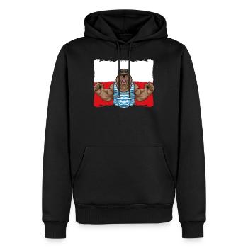 Pologne Drapeau Polska Polski ours polonais - Sweat à capuche Premium bio Homme - noir - Devant - Nico (187cm)