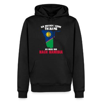 Brauche keine Therapie - Ich muss nur nach Namibia - Männer Premium Bio Hoodie - Schwarz - Vorne - Nico (187cm)