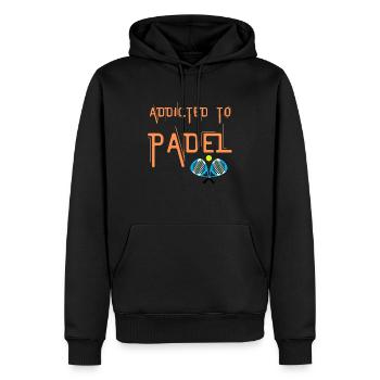 Padel süchtig. Liebe Padel zu spielen. - Männer Premium Bio Hoodie - Schwarz - Vorne - Nico (187cm)