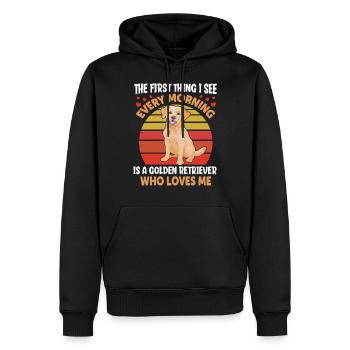 Golden Retriever - Men’s Premium Organic Hoodie - black - Front - Nico (187cm)
