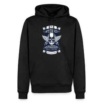 Das Internet repariert halt keine Heizung - Männer Premium Bio Hoodie - Schwarz - Vorne - Nico (187cm)