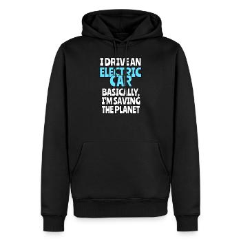 Voiture électrique - Sweat à capuche Premium bio Homme - noir - Devant - Nico (187cm)