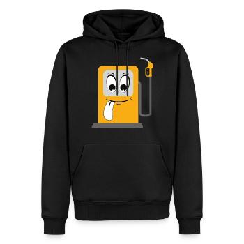 Cartoon Gesicht Tankstelle - Männer Premium Bio Hoodie - Schwarz - Vorne - Nico (187cm)