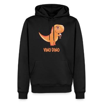 Vino Dino - Funny Vinosaur - Wine Dino - - Sweat à capuche Premium bio Homme - noir - Devant - Nico (187cm)