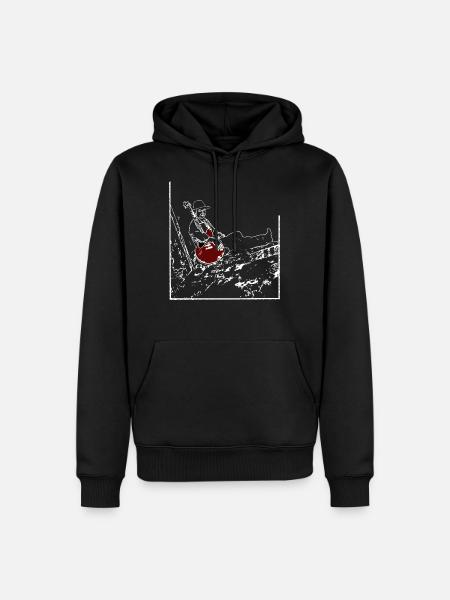 Gitarrist rote Gitarre Blues - Männer Premium Bio Hoodie - Schwarz