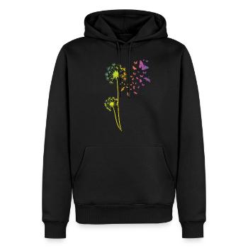 Pissenlit tatouage Dandelion Arc de Pissenlit - Sweat à capuche Premium bio Homme - noir - Devant - Nico (187cm)
