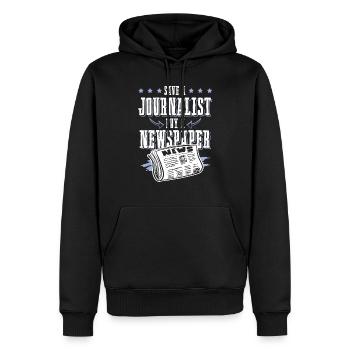 journalist zeitung - Sweat à capuche Premium bio Homme - noir - Devant - Nico (187cm)