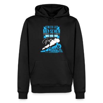 Lokführer Papa Modelleisenbahn - Männer Premium Bio Hoodie - Schwarz - Vorne - Nico (187cm)