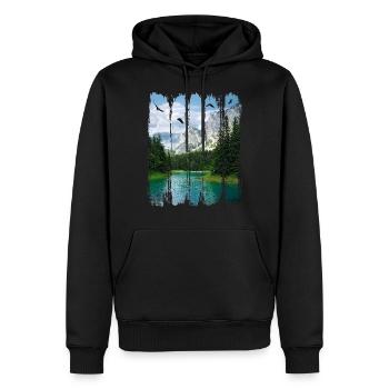 Lac vert - l’un des plus beaux endroits d’Autriche - Sweat à capuche Premium bio Homme - noir - Devant - Nico (187cm)