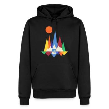 Ours Montagnes Géométrie - Sweat à capuche Premium bio Homme - noir - Devant - Nico (187cm)
