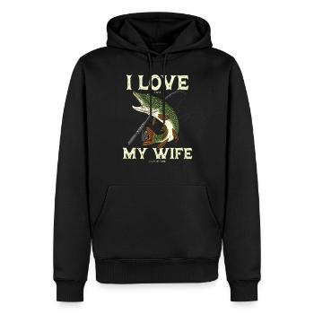 Pêche brochet prédateur pour pêcheur rengaine cadeau - Sweat à capuche Premium bio Homme - noir - Devant - Nico (187cm)