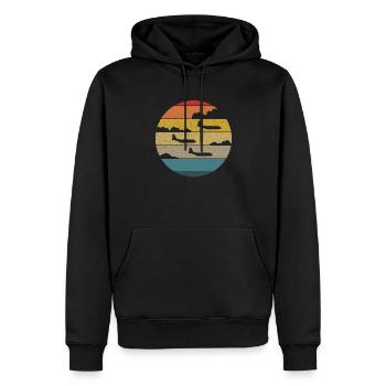 C-130 Hercules Silhouette Rétro coucher de soleil Fl - Sweat à capuche Premium bio Homme - noir - Devant - Nico (187cm)