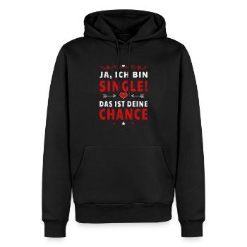 Ja, ich bin Single! lustige Sprüche für die Liebe - Männer Premium Bio Hoodie - Schwarz - Vorne - Nico (187cm)