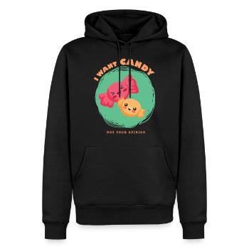 Je veux Candy Pas votre opinion - Sweat à capuche Premium bio Homme - noir - Devant - Nico (187cm)