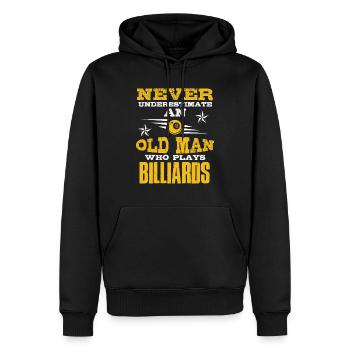 alter mann billard - Männer Premium Bio Hoodie - Schwarz - Vorne - Nico (187cm)